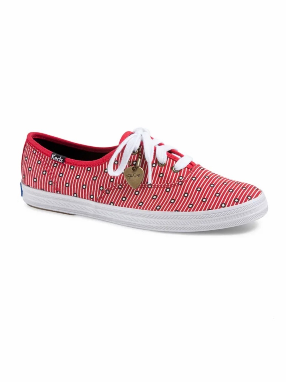 Keds x Taylor Swift Red 2013 Champion Striped Eyelet Lace-Up Sneakers